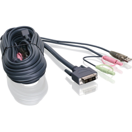 IOGEAR 10ft (3m) Single Link DVI-I USB KVM Cable - 10 ft (3.05 m) DVI/Mini-phone/USB KVM Cable for KVM Switch - First End: 1 x USB A - (Fleet Network)