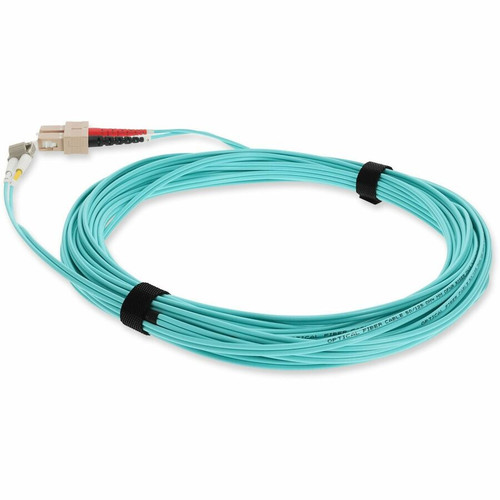 AddOn ADD-SC-LC-1M5OM3 SC to LC Duplex OM3 Aqua Fiber Patch Cable - 3. 3 ft (1 m) LSZH OFNR Riser-Rated