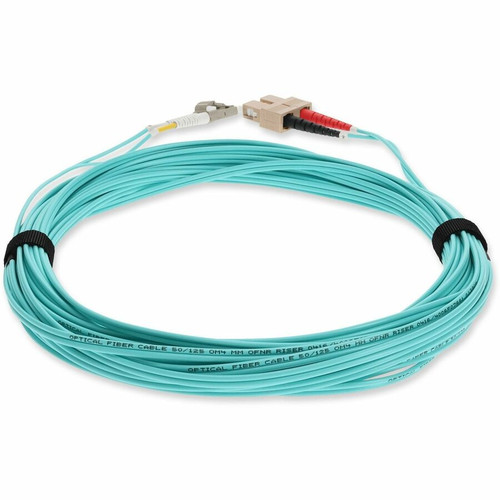 AddOn ADD-SC-LC-1M5OM3 SC to LC Duplex OM3 Aqua Fiber Patch Cable - 3. 3 ft (1 m) LSZH OFNR Riser-Rated