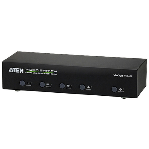 ATEN 4-Port VGA Switch with Audio - 1920 x 1440 - WUXGA - 4 x 11 x VGA Out (Fleet Network)