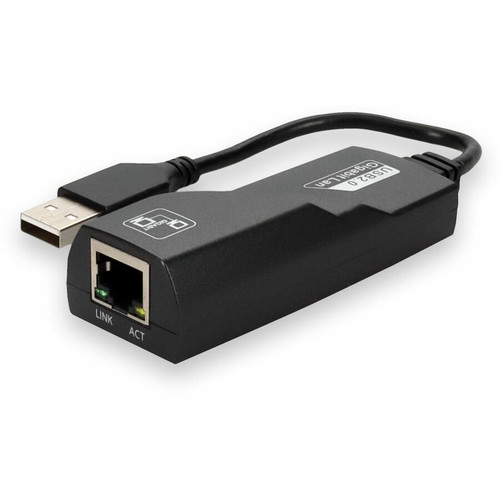 AddOn USB A 2.0 Male to RJ-45 Female Gray & Black Adapter - USB 2.0 Type A - 8 Gbit/s Data Transfer Rate - 1 Port(s) - 1 x Network - - (Fleet Network)