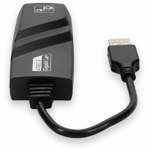 AddOn USB A 2.0 Male to RJ-45 Female Gray & Black Adapter - USB 2.0 Type A - 8 Gbit/s Data Transfer Rate - 1 Port(s) - 1 x Network - - (USB2NIC)