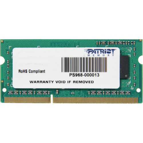 Patriot Memory DDR3 Signature Line 4GB PC3-10600 (1333MHZ) SoDIMM - 4 GB - DDR3-1333/PC3-10600 DDR3 SDRAM - 1333 MHz - CL9 - 1.50 V - (Fleet Network)