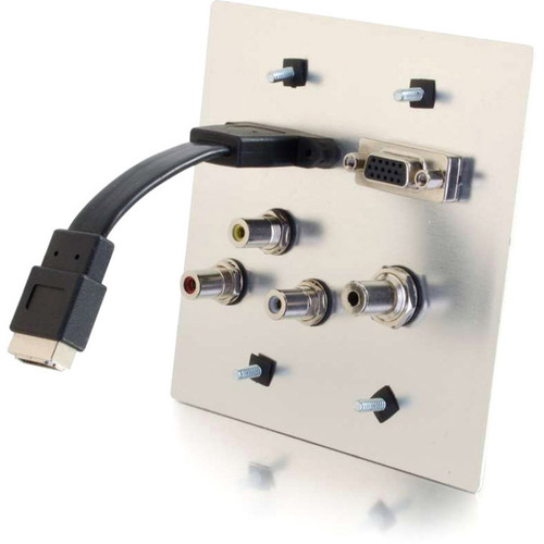 C2G HDMI,VGA,3.5mm,Composite Video and Stereo Audio Pass-through Wall Plate Aluminum - Wall Mount - Aluminum - 1 x HDMI Port(s) - 1 x (39704)