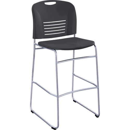 Safco Vy Sled Base Bistro Chair - Black Seat Color - Plastic Seat Material - Black Back Color - Plastic Back Material - Powder Coated (Fleet Network)