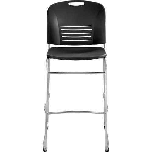 Safco Vy Sled Base Bistro Chair - Black Seat Color - Plastic Seat Material - Black Back Color - Plastic Back Material - Powder Coated (Fleet Network)