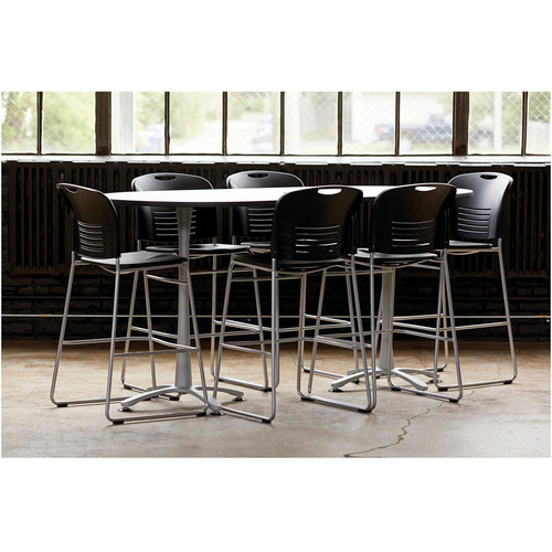 Safco 4295BL Vy Sled Base Bistro Chair - Black Plastic Seat & Back - Steel Frame - 350 lb Capacity