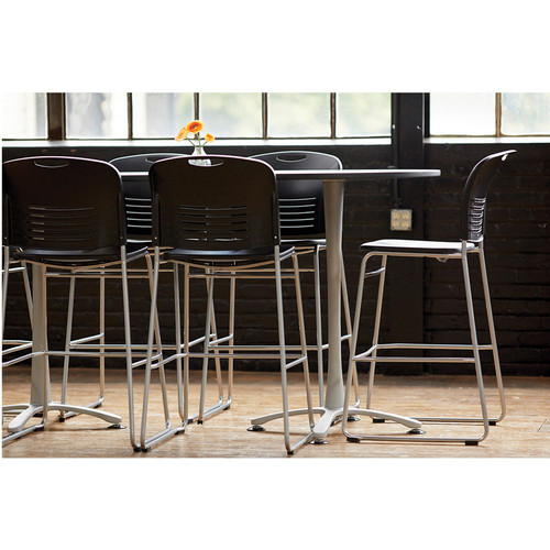 Safco 4295BL Vy Sled Base Bistro Chair - Black Plastic Seat & Back - Steel Frame - 350 lb Capacity