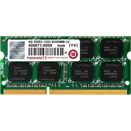 Transcend 4GB DDR3L 1333 SO-DIMM 2Rx8 - 4 GB DDR3 SDRAM - 1333 MHz - CL9 - 1.35 V - Unbuffered - 204-pin - SoDIMM (Fleet Network)