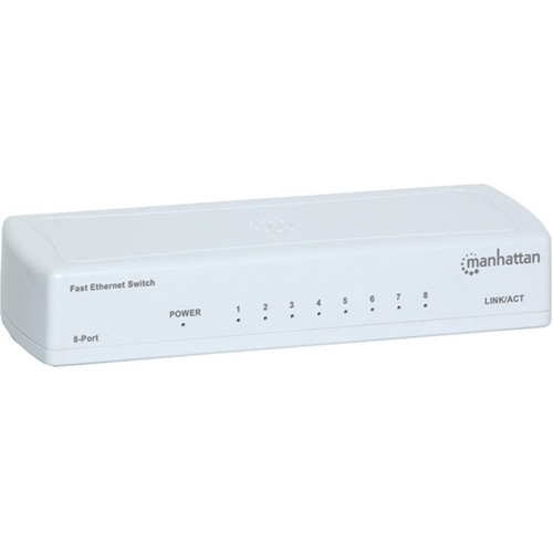 Manhattan 560689 8-Port Fast Ethernet Switch - Layer 2 - Desktop - White - 10/100Base-TX