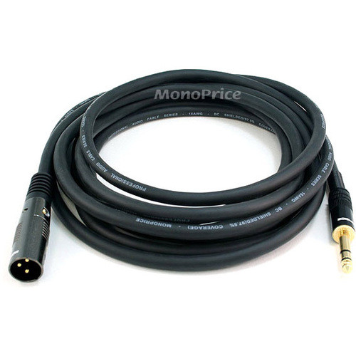 Monoprice 15ft Premier Series XLR Male to 1/4inch TRS Male 16AWG Cable (Gold Plated) - 15 ft (4.57 m) 6.35mm/XLR Audio Cable for Audio (Fleet Network)