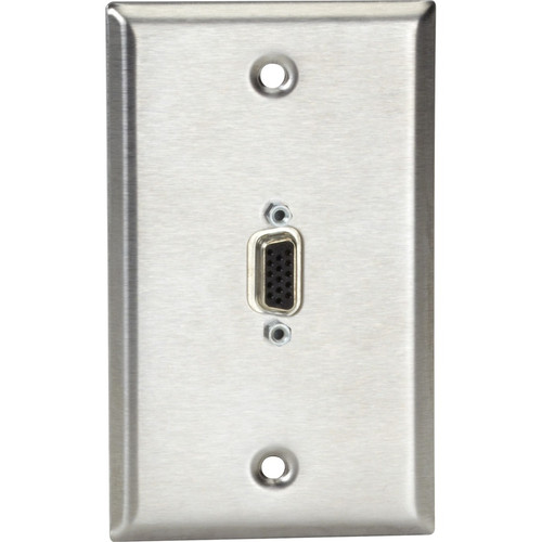 Black Box Single Gang Wall Plate with VGA Connector - 1-gang - Wall Mount - Stainless Steel - 1 x VGA Port(s) (Fleet Network)