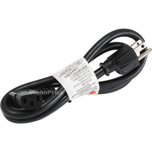 Monoprice Standard Power Cord - For Computer, Power Supply, Monitor, Printer, Projector, Television - 14 Gauge - 125 V AC / 15 A - - 3 (Fleet Network)