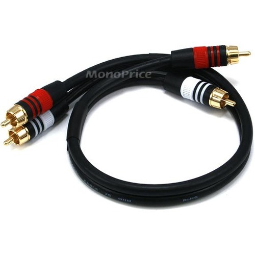 Monoprice 1.5ft Premium 2 RCA Plug/2 RCA Plug M/M 22AWG Cable - Black - 1.5 ft Coaxial Audio Cable for Audio Device - First End: 2 x - (Fleet Network)