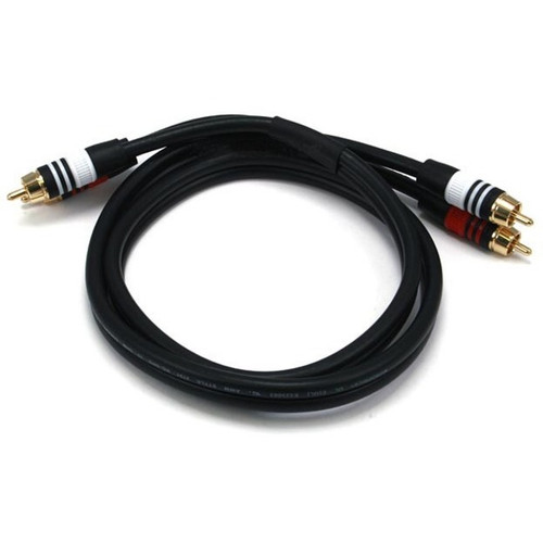 Monoprice 3ft Premium 2 RCA Plug/2 RCA Plug M/M 22AWG Cable - Black - 3 ft Coaxial Audio Cable for Audio Device - First End: 2 x RCA - (Fleet Network)