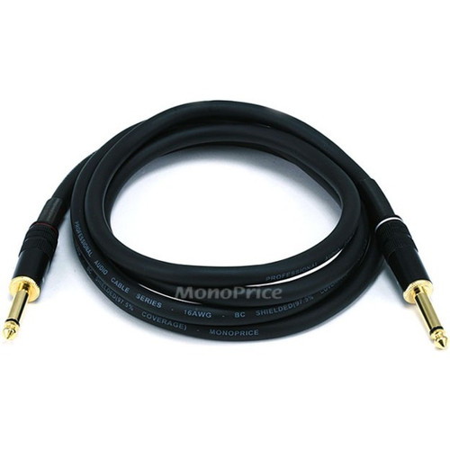 Monoprice 6ft Premier Series 1/4-inch (TS) Male to Male 16AWG Audio Cable (Gold Plated) - 6 ft (1.83 m) 6.35mm Audio Cable for Audio - (Fleet Network)