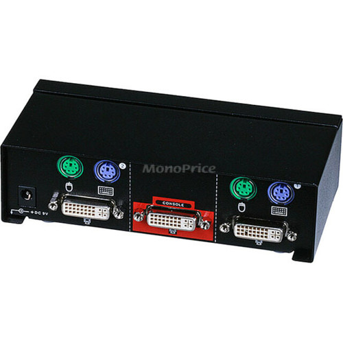 Monoprice 2-Port DVI KVM Switch - Retail - 2 Computer(s) - 1 Local User(s) - 1280 x 1024 - 6 x PS/2 Port - 3 x DVI (4074)