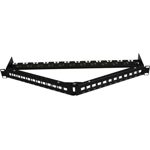 AddOn 19-inch 1U CAT6A 24-Port Angled Patch Panel with Removable tool-less Keystone Sections - 24 x RJ-45 - 24 Port(s) - 24 x RJ-45 - (Fleet Network)