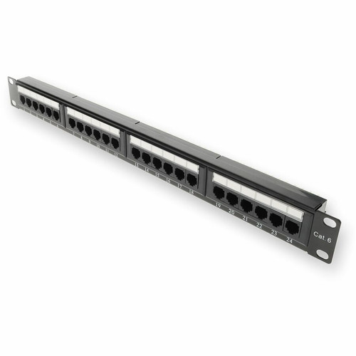 AddOn 19-inch 1U CAT6 24-Port Straight Patch Panel with 110-Type - 24 x RJ-45 - 24 Port(s) - 24 x RJ-45 - 24 x RJ-11 - 1U High - 19" - (Fleet Network)