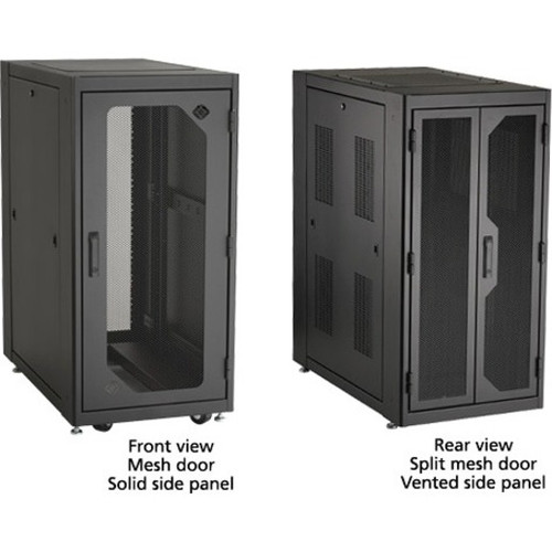Black Box Elite Rack Cabinet For Servers And PDUs With Integrated Fan Provisions Plexiglas Mesh Steel Construction EC24U3032TPMS1NK