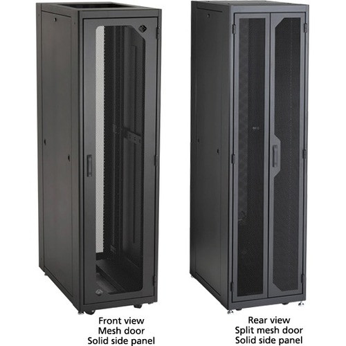 Black Box Elite EC45U2436TPMS6NK Rack Cabinet - For PDU, Server - 45U Rack Height - 6 Fan(s) - Black - Plexiglas, Mesh, Steel (Fleet Network)