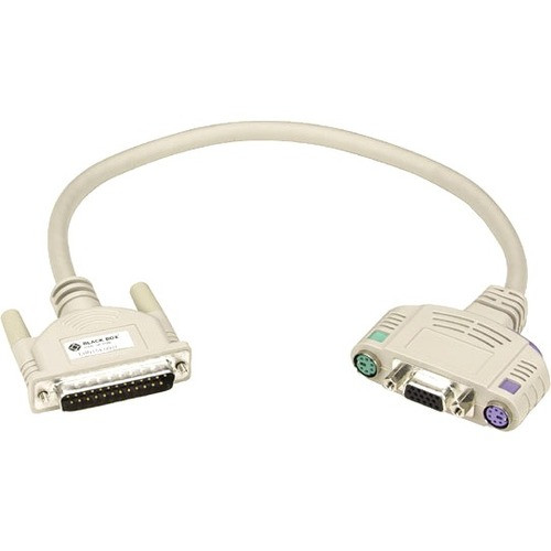 Black Box KVM User Cable - DB25, VGA, PS/2 with Audio, 20-ft. (6.0-m) - 19.7 ft (6 m) KVM Cable for Keyboard/Mouse, Audio/Video KVM - (Fleet Network)