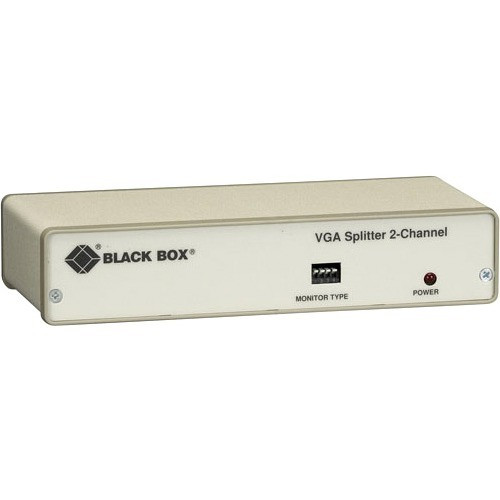 Black Box Video Splitter - VGA, 2-Channel, 230-VAC - 300 MHzMaximum Video Bandwidth - 250 ft (76200 mm) Maximum Operating Distance (Fleet Network)