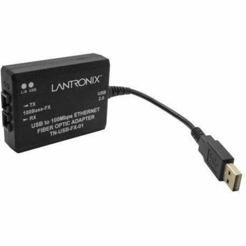 Lantronix Scorpion-USB 2.0 to Fast Ethernet Fiber Adapter - USB 2.0 - 1 Port(s) - Optical Fiber - Multi-mode - 100Base-FX (TN-USB-FX-01(LC))