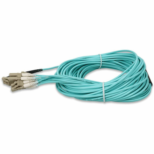AddOn 30m MPO/UPC to 6xLC/UPC Duplex Aqua OM3 OFNR (Riser-Rated) 12-Strand Fiber Fanout Cable - 98.4 ft (30 m) Fiber Optic Network for (ADD-MPO-6LC30M5OM3)