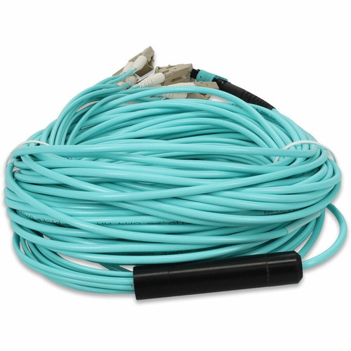 AddOn 20m MPO/UPC to 6xLC/UPC Duplex Aqua OM3 OFNR (Riser-Rated) 12-Strand Fiber Fanout Cable - 65.6 ft (20 m) Fiber Optic Network for (ADD-MPO-6LC20M5OM3)
