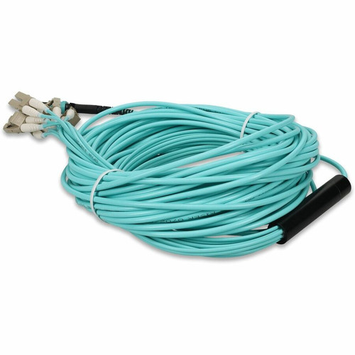 AddOn ADD-MPO-6LC15M5OM3 MPO/UPC to 6xLC/UPC Duplex Aqua OM3 OFNR Riser-Rated 12-Strand Fiber Fanout Cable - 49. 2 ft (15 m)