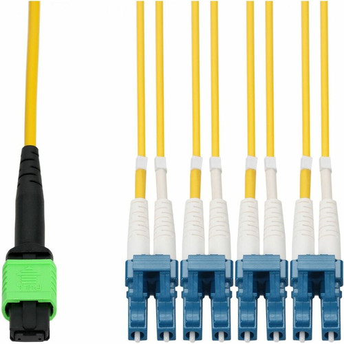 AddOn 15m MPO/APC to 4xLC/UPC Duplex Yellow OS2 OFNR (Riser-Rated) 8-Strand SMF Fiber Fanout Cable - 4.9 ft (1.50 m) Fiber Optic Cable (Fleet Network)