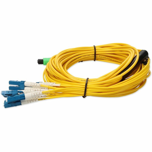 AddOn ADD-MPO-6LC3M9SMF MPO/APC to 6xLC/UPC Duplex Yellow OS2 OFNR Riser-Rated 12-Strand SMF Fiber Fanout Cable - 9. 8 ft (3 m)