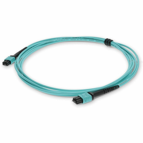 AddOn 5m MPO/UPC (Male) to MPO/UPC (Male) Aqua OM3 OFNR (Riser-Rated) 12-Strand Fiber Patch Cable - 16.4 ft (5 m) Fiber Optic Network (Fleet Network)