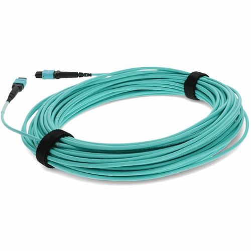AddOn 20m MPO/UPC (Male) to MPO/UPC (Male) Aqua OM3 OFNR (Riser-Rated) 12-Strand Fiber Patch Cable - 65.6 ft (20 m) Fiber Optic Cable (ADD-MPOMPO-20M5OM3M)