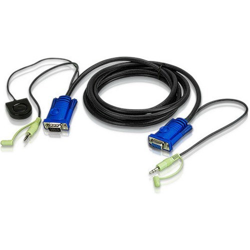 ATEN Port Switching VGA Cable - 9.8 ft Mini-phone/VGA KVM Cable for KVM Switch - First End: 1 x 15-pin HD-15 - Male, 1 x Mini-phone - (Fleet Network)