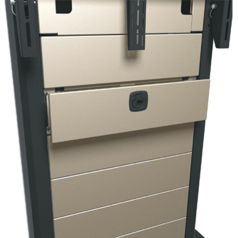 Middle Atlantic Video Cart, 42"-55" Dual Display - 1200 lb (544.31 kg) Load Capacity - 4" (101.60 mm) Caster Size - Steel - 41.9" mm) (VTC-4255D)