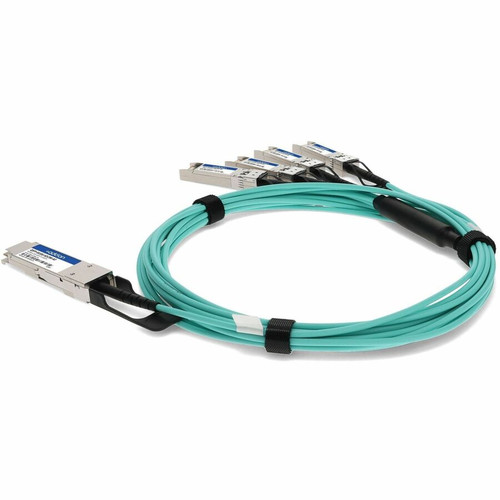 AddOn QSFP-4X10G-AOC3M-AO Compatible 40GBase-AOC QSFP+ to 4xSFP+ Active Optical Cable - 40 Gbit/s - 850nm - MMF - 3m - 9. 8 ft - TAA Compliant
