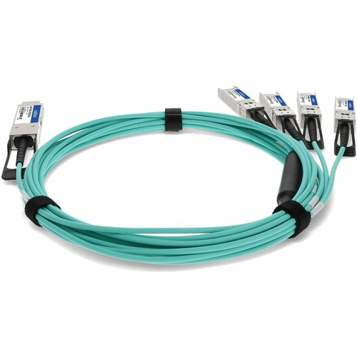 AddOn QSFP-4X10G-AOC10M-AO Compatible TAA Compliant 40GBase-AOC QSFP+ to 4xSFP+ Active Optical Cable - 10m (32. 8 ft) 850nm MMF