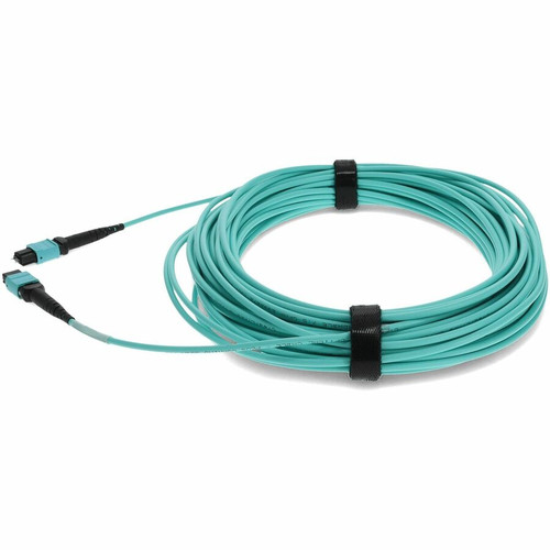 AddOn 25m MPO/UPC (Male) to MPO/UPC (Male) Aqua OM3 OFNR (Riser-Rated) 12-Strand Fiber Patch Cable - 82 ft (25 m) Fiber Optic Network (ADD-MPOMPO-25M5OM3M)