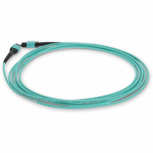 AddOn ADD-MPOMPO-3M5OM3SM 12-Strand MPO/UPC to MPO/UPC Fiber Patch Cable - 9. 8 ft (3 m) OM3 Multi-mode Aqua OFNR Riser-Rated