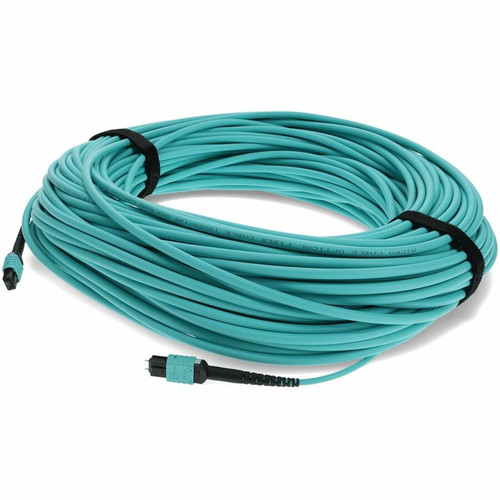 AddOn 20m MPO/UPC (Male) to MPO/UPC (Male) Aqua OM3 OFNR (Riser-Rated) 12-Strand Fiber Patch Cable - 65.6 ft (20 m) Fiber Optic Cable (Fleet Network)