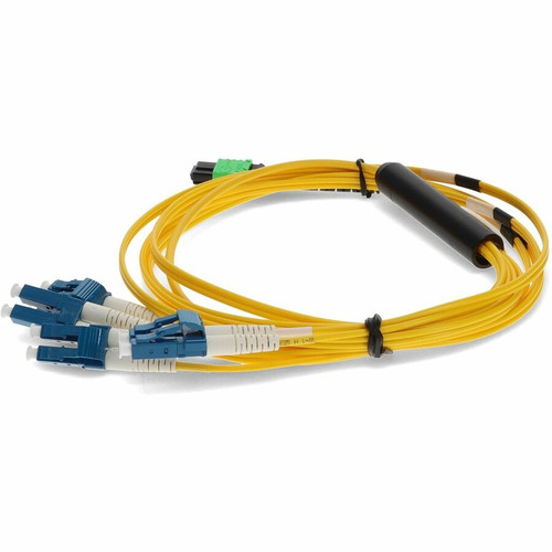 AddOn CAB-M12P4LC-S3-AO 3m MPO/APC to 4xLC Duplex Fanout Cable - OS2 Single-Mode Fiber - Riser-Rated Yellow - 40 Gbit/s