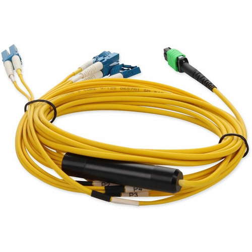 AddOn 3m MPO/APC to 4xLC Duplex (8xLC)/UPC Yellow OS2 LSZH 8-Strand Fiber Fanout Cable - 100% application tested and guaranteed (MTP-4LC-S3M-AO)