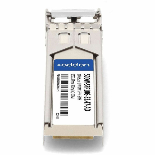 AddOn Cisco 50DW-SFP10G-33.47 Compatible TAA 10GBase-DWDM SFP+ Transceiver C-Band Channel DW55 50GHz (SMF, 1533.47nm, 80km, LC, DOM) - (50DW-SFP10G-33.47-AO)