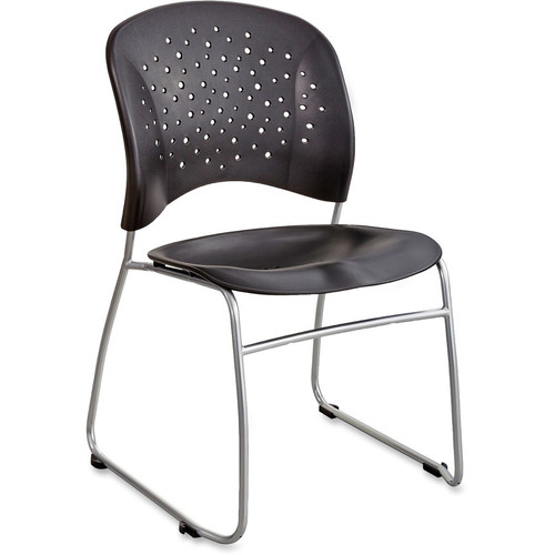 Safco Reve Sled Base Guest Chair - Black Seat Color - Plastic Seat Material - Black Back Color - Plastic Back Material - Sled Base - 2 (Fleet Network)
