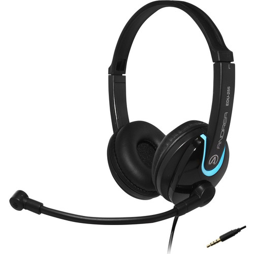 Andrea EDU-255M On-Ear Stereo Headset - Stereo - Mini-phone (3.5mm) - Wired - 32 Ohm - 50 Hz to 20 kHz - Over-the-head - Binaural - - (Fleet Network)