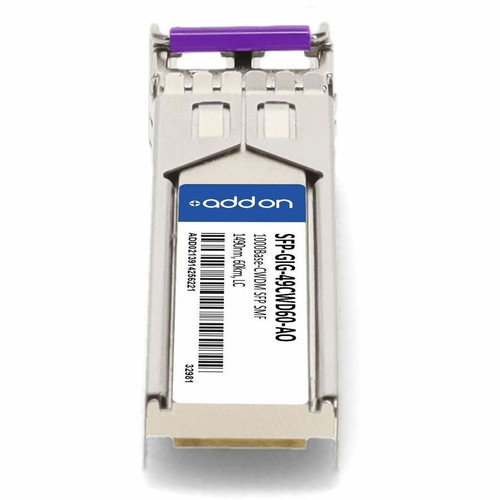 AddOn Alcatel-Lucent Nokia SFP-GIG-49CWD60 Compatible TAA Compliant 1000Base-CWDM SFP Transceiver (SMF, 1490nm, 60km, LC) - For Data - (SFP-GIG-49CWD60-AO)
