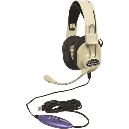 Hamilton Buhl Deluxe Headphone With Goose Neck Microphone Usb Plug Soft Vinyl Ear Cushions - Stereo - USB - Wired - 32 Ohm - 18 Hz to (Fleet Network)