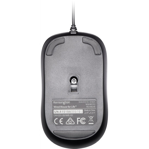Kensington Mouse For Life USB Three-Button Optical Wired Black 1000 Dpi Scroll Wheel Symmetrical Cable S K74531WW